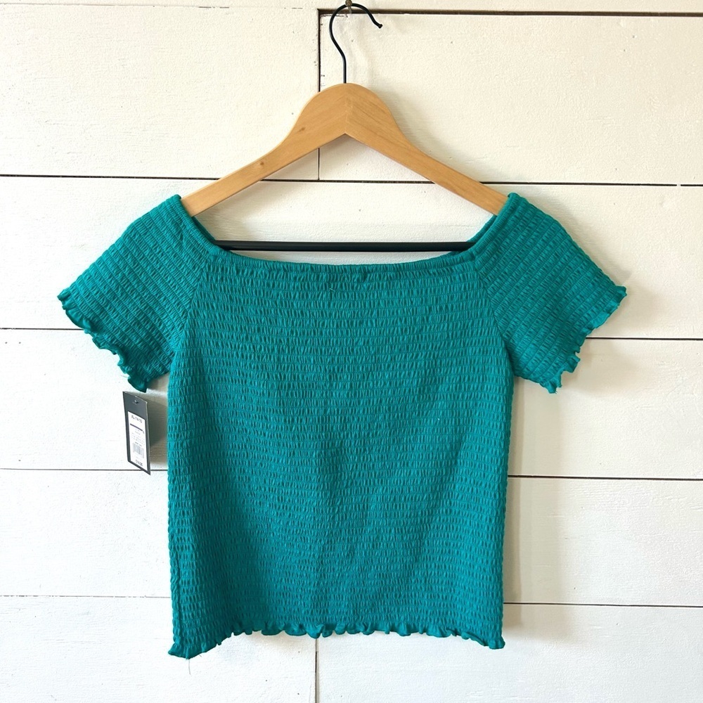 Teal girl’s fitted blouse - Picture 4 of 4